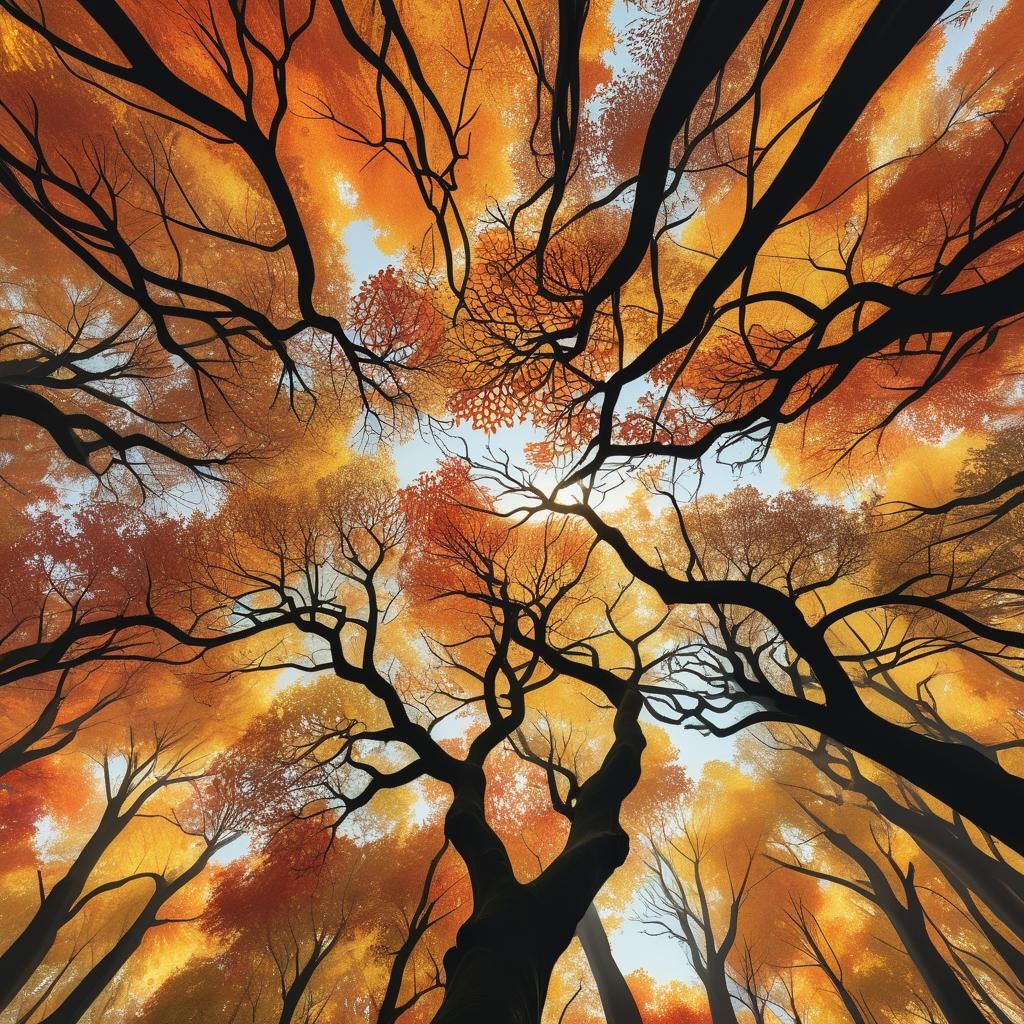 Autumn Canopy: A Surreal Forest Scene in Cinematic Style