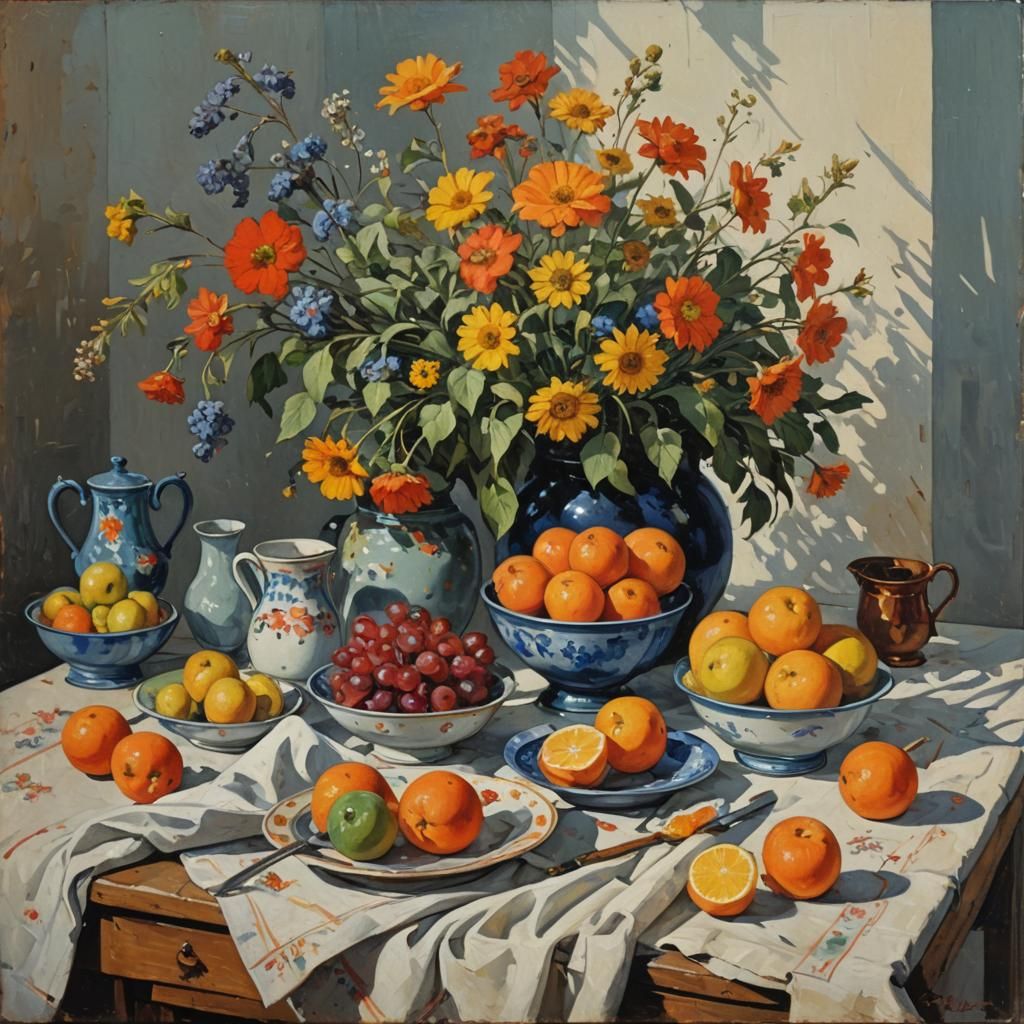 Realist Still Life Painting in Morning Light