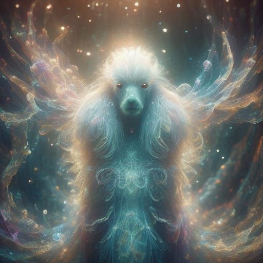 Ethereal Bioluminescent Jellyfish in Ancient Underwater City