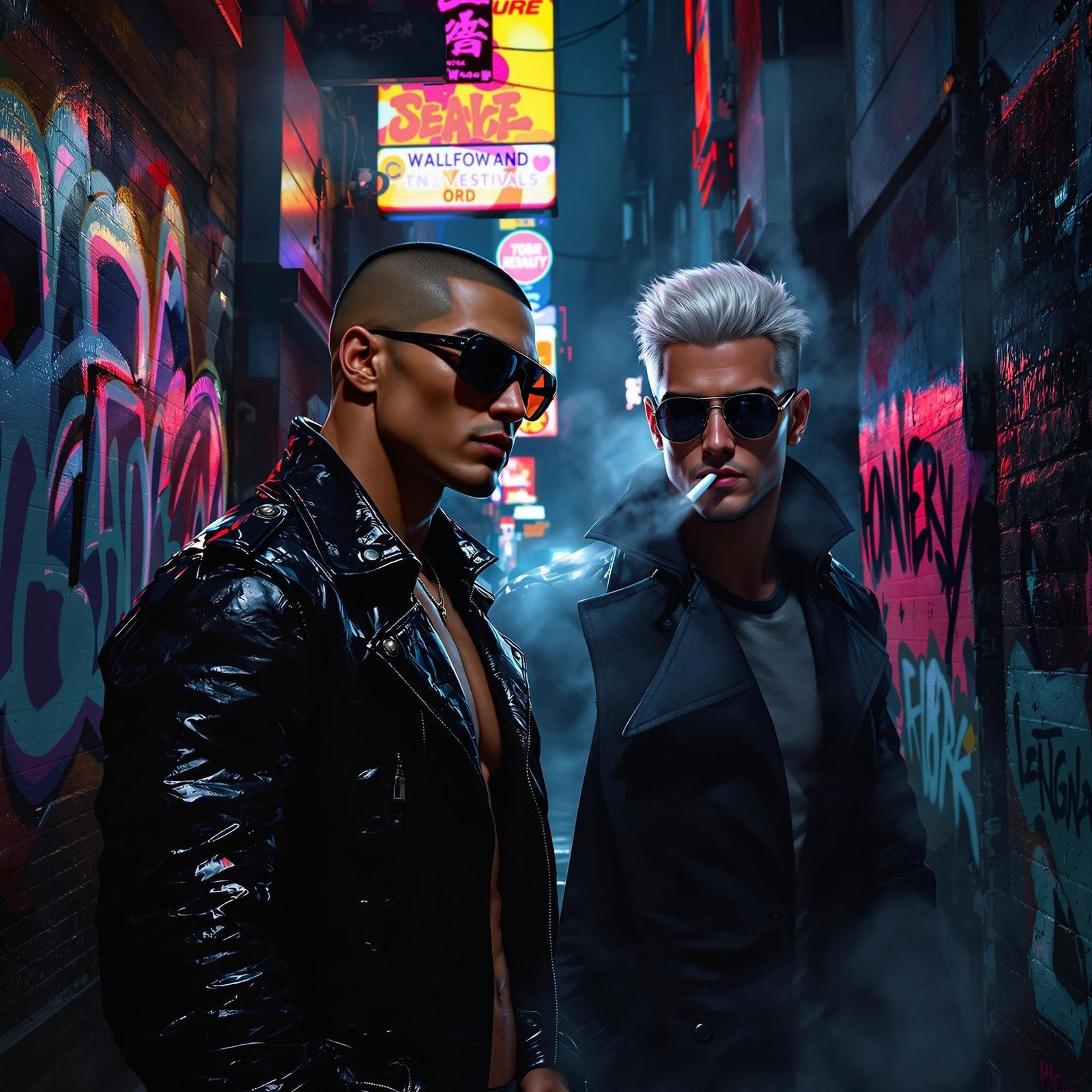 Cyberpunk Alleyway Smoke Break: 3D Anime Style