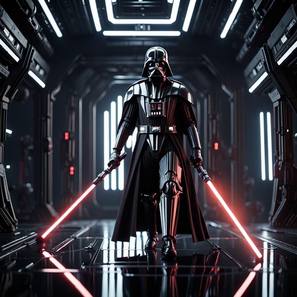 Darth Vader in Dark Room: Cinematic 8K Render