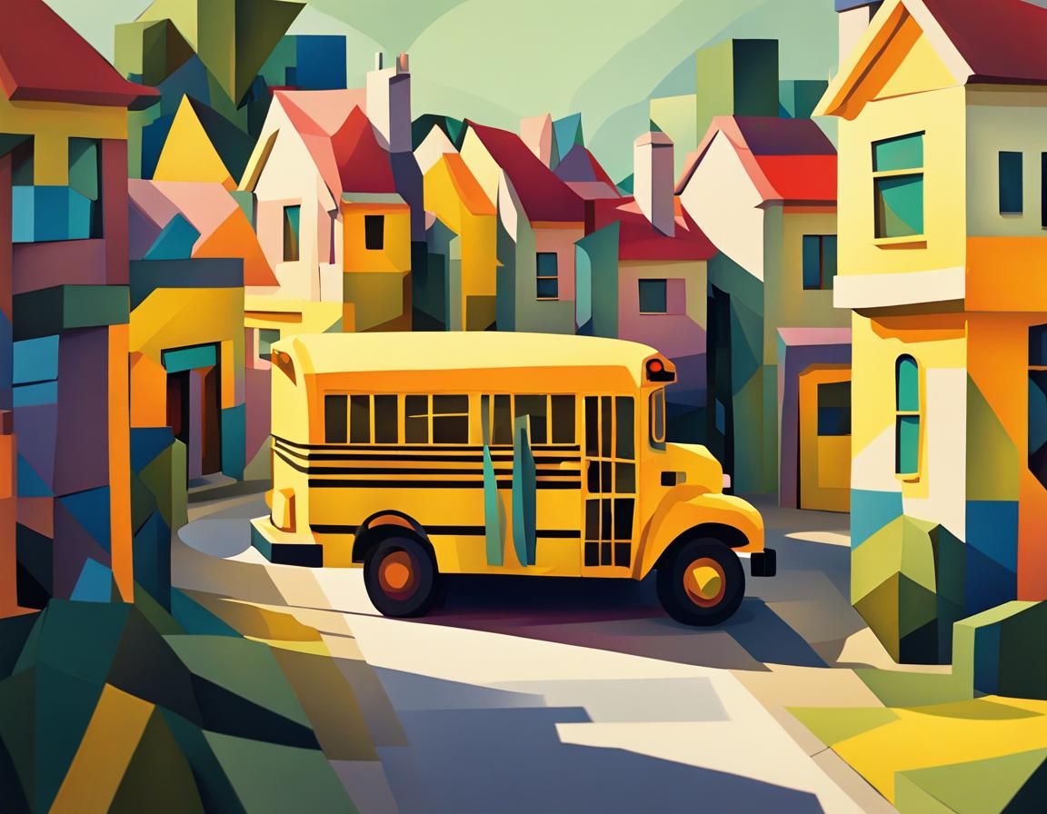 School bus - cubism