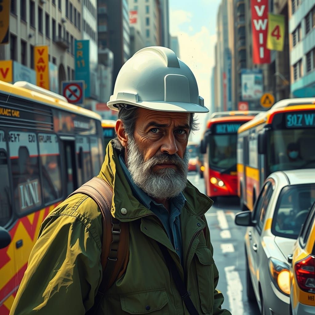 Geologist Navigates Busy City Traffic in Hyperrealistic Styl...