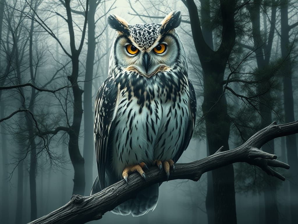 Majestic Owl Amidst Dreamy Forest Landscape