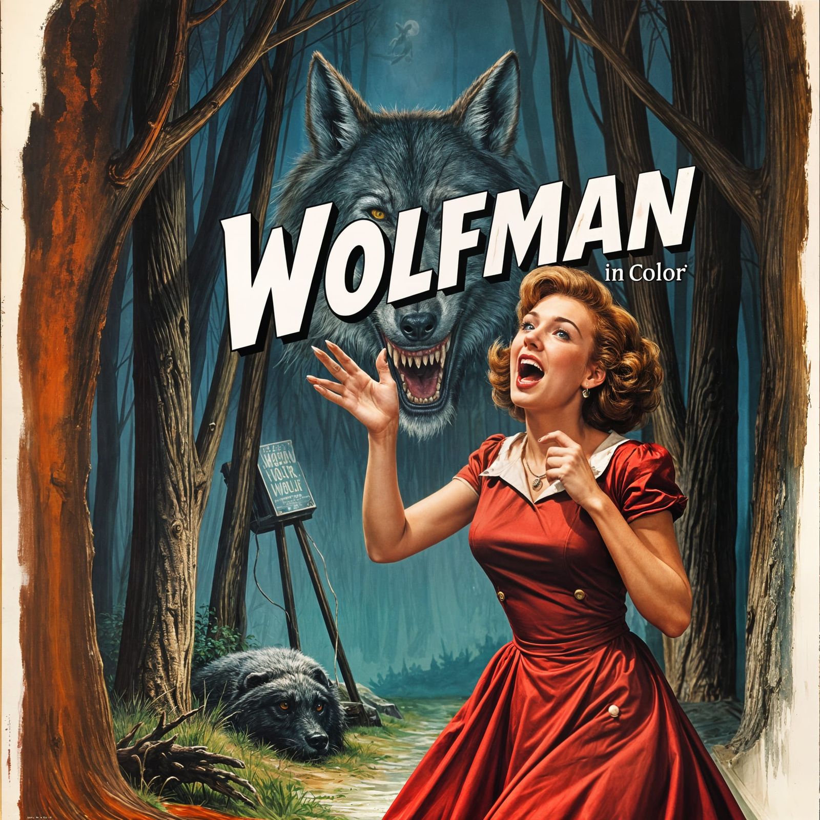 1950s Horror Movie Poster: Wolfman in Color