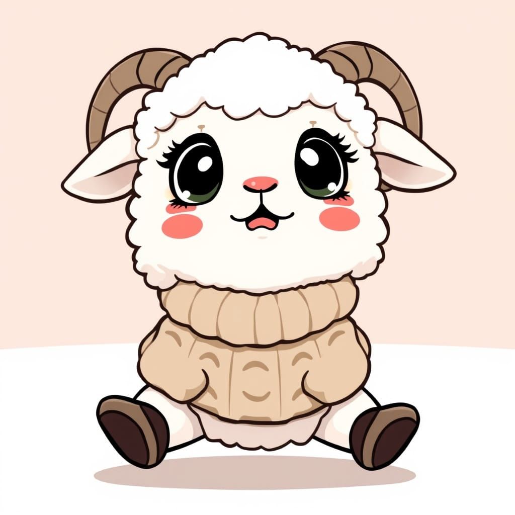 Chibi Lamb in Pastel Sanrio Style
