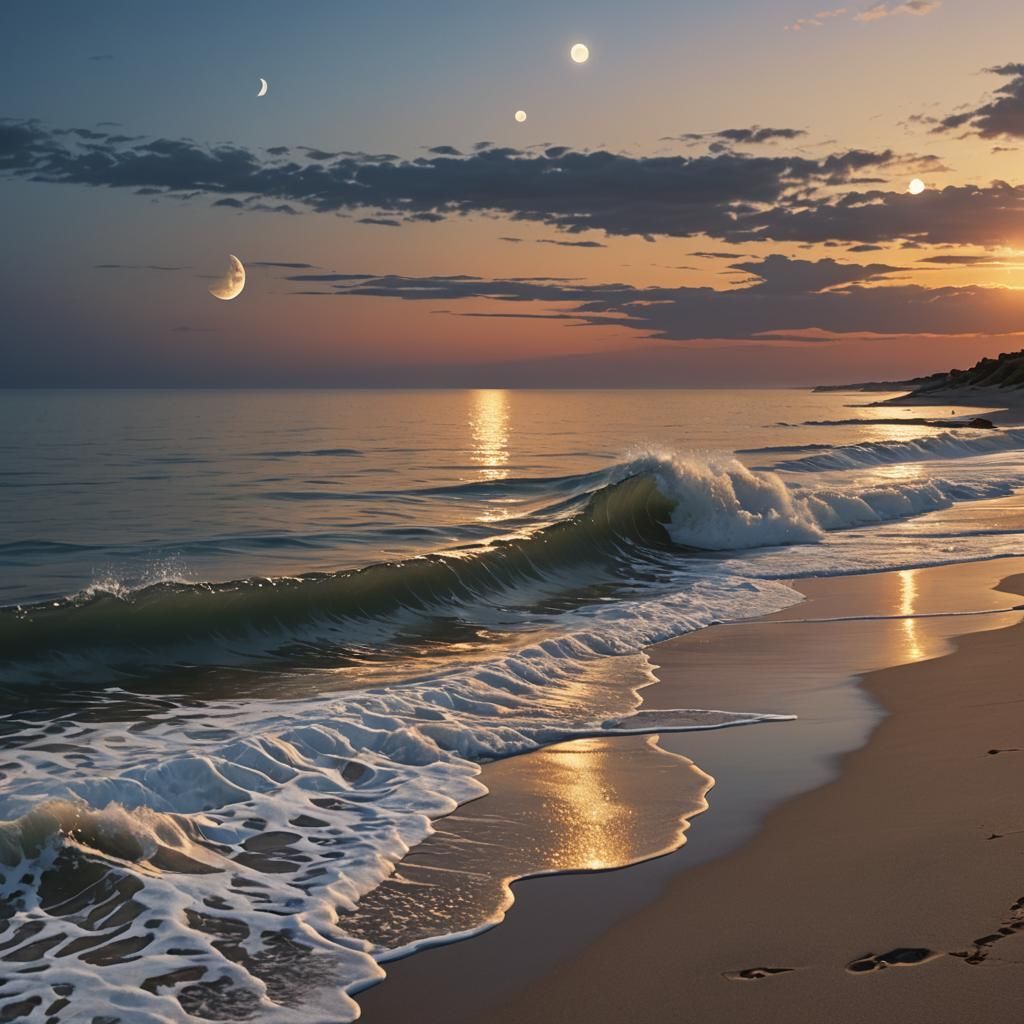 Surreal Zipper Separates Sunset Beach from Moonlit Ocean