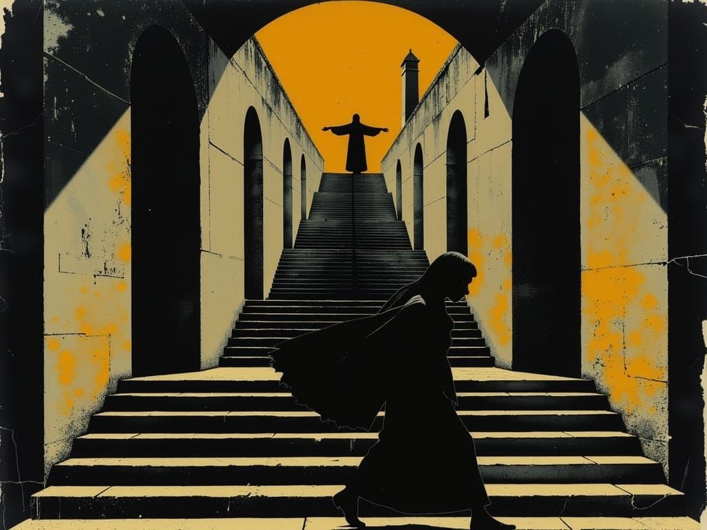 Dystopian Robot City Stairway to Nowhere