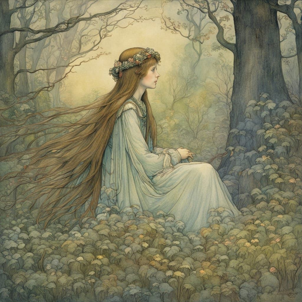 Enchanted Noble Girl in Misty Glade