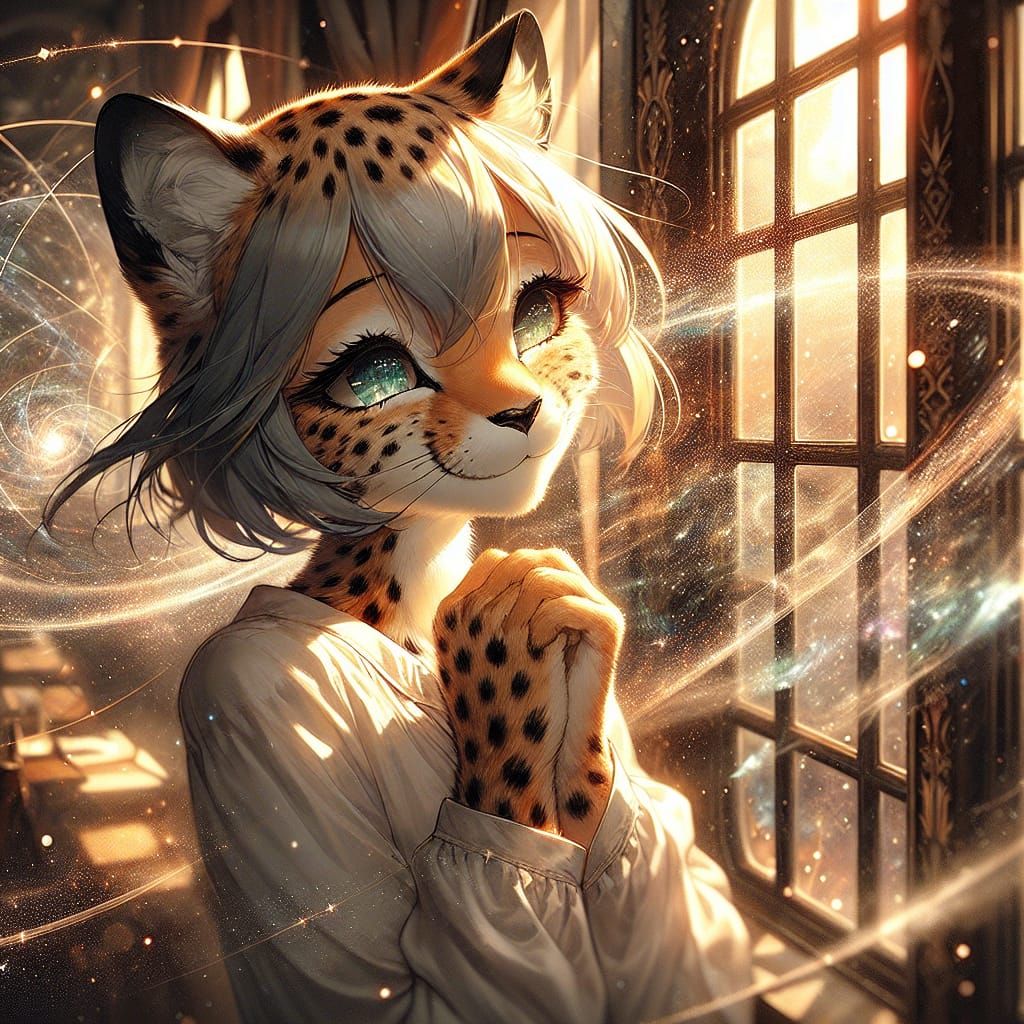 Anthropomorphic Cheetah Girl in Anime Style