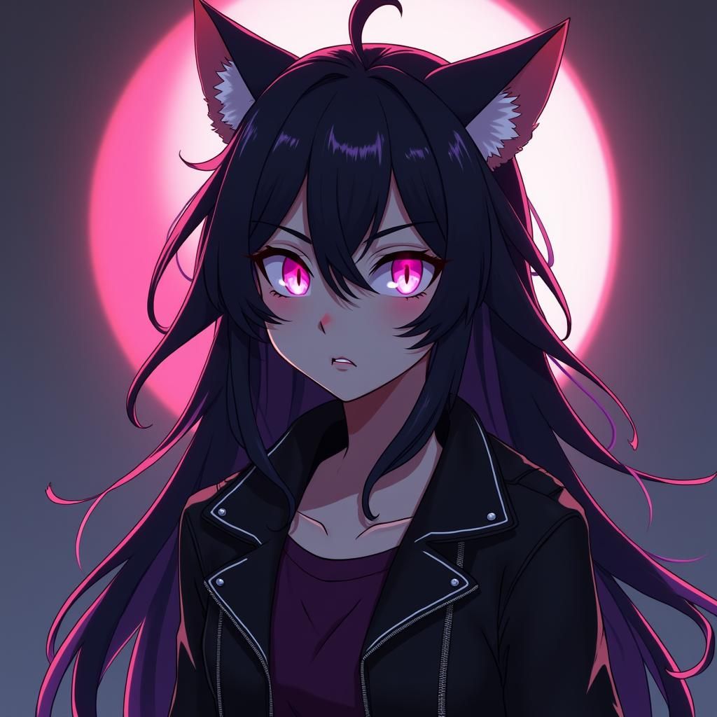 Psychic Cat Girl in Manga Style