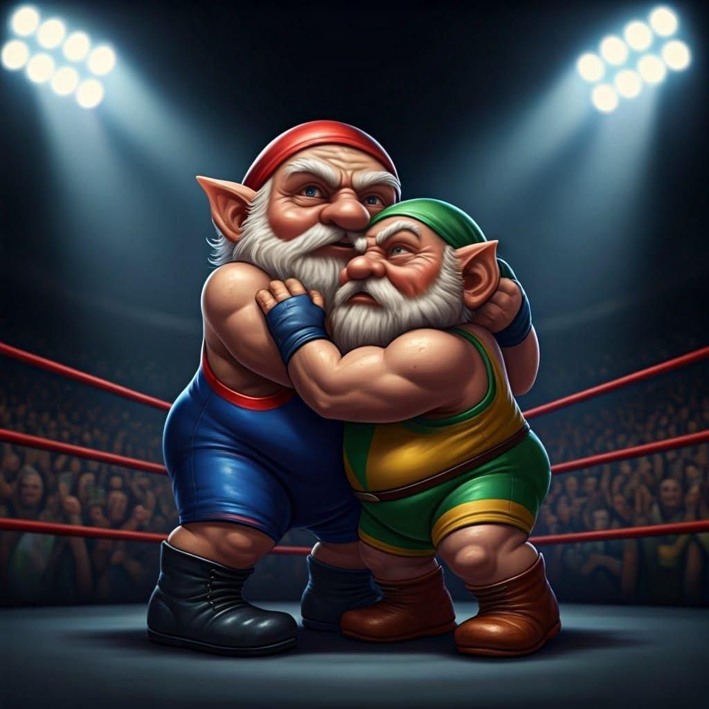 Gnomes Wrestling in Championship Match