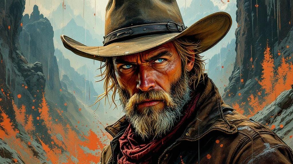 Frontiersman Portrait in Fusion Art Style