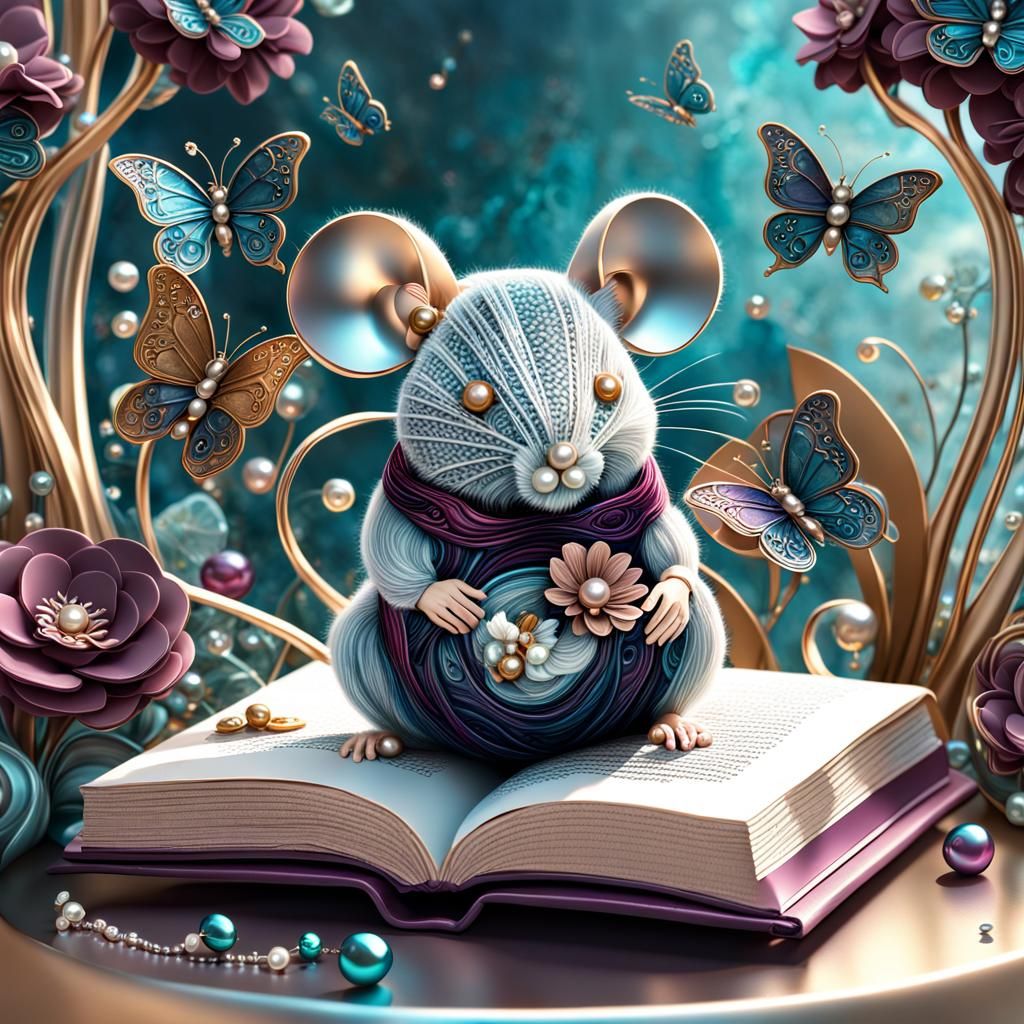 Wool Mouse Family Celebrates in Futuristic Garden