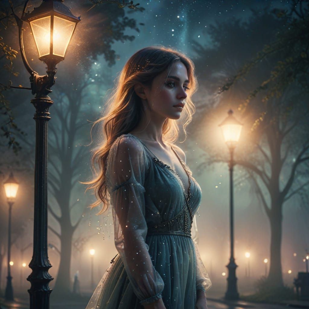 Mystical Figure in Starlight: Dreamy Surrealism