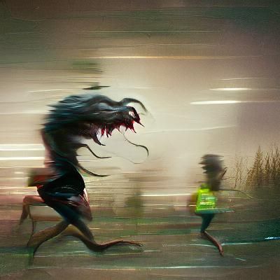 Sinister Figure Running: A Dark Fantasy Artwork