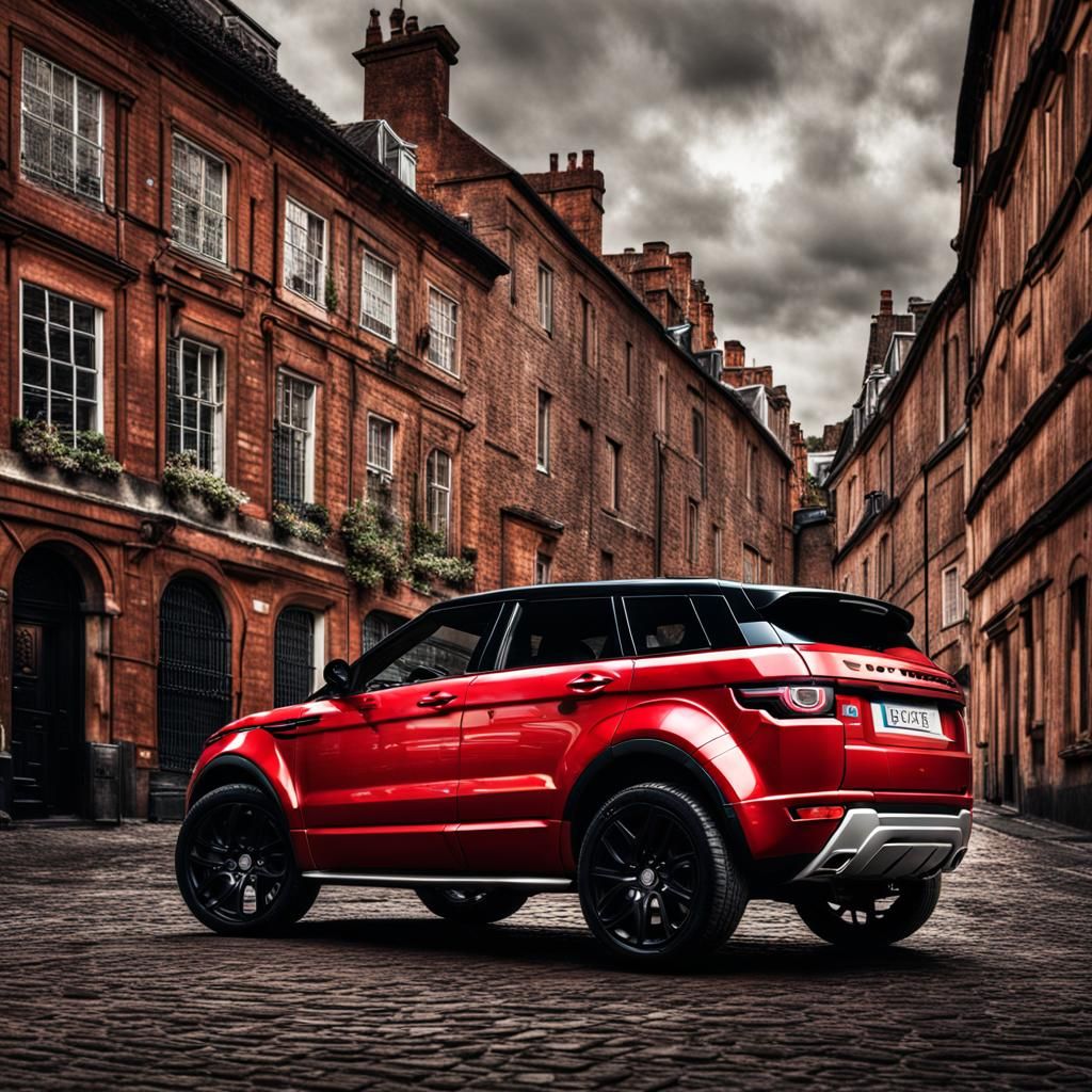 Red Land Rover Evoque in Hyperrealistic Detail