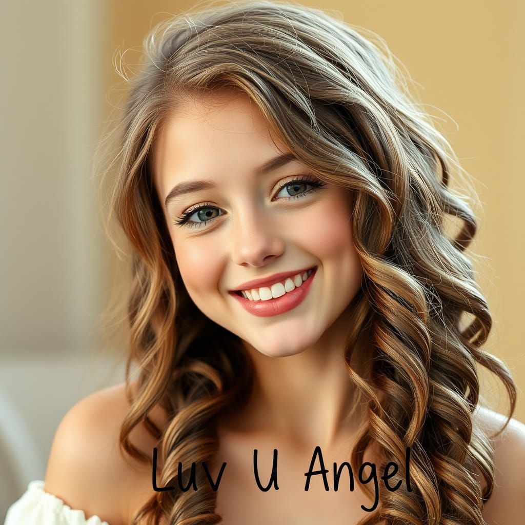 Youthful Woman with Twisted Curls and Bright Smile in Soft, ...