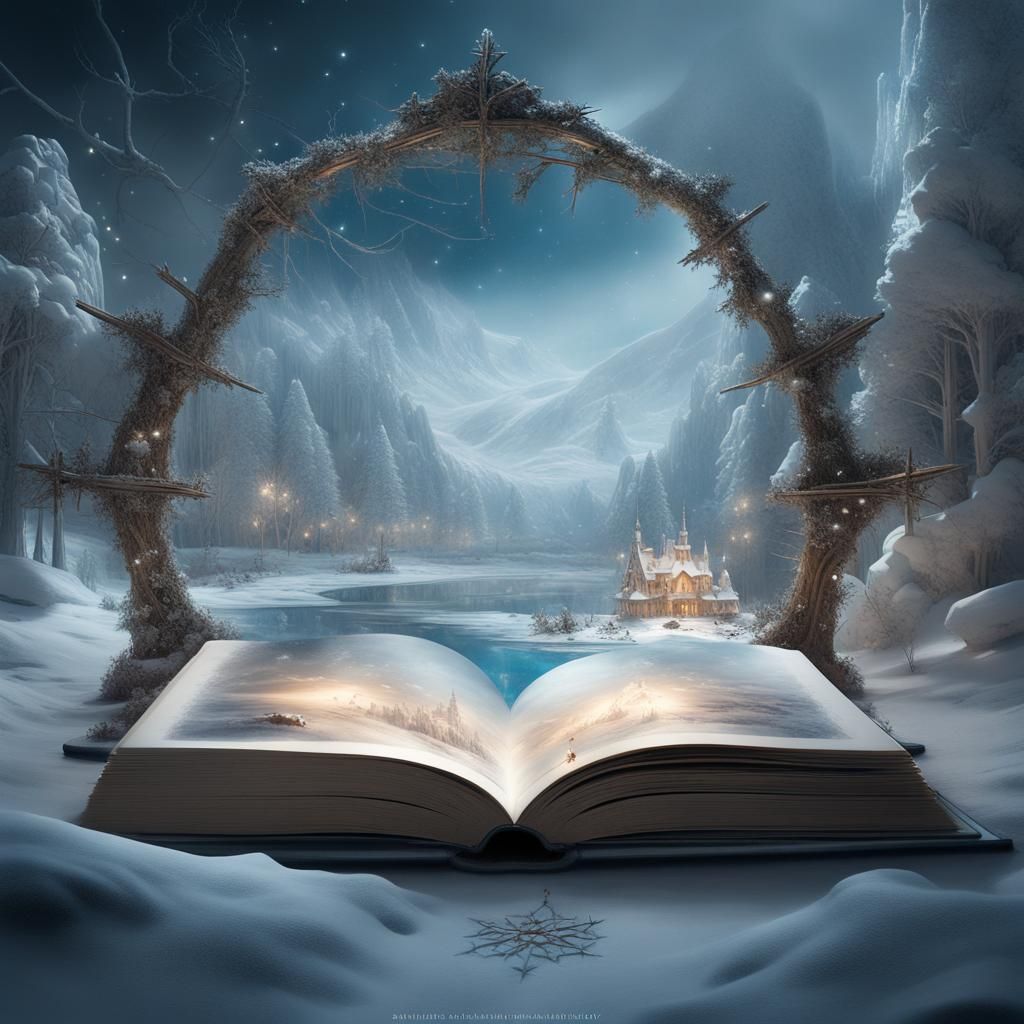 Miniature Winter Wonderland Book Opening: Digital Illustrati...