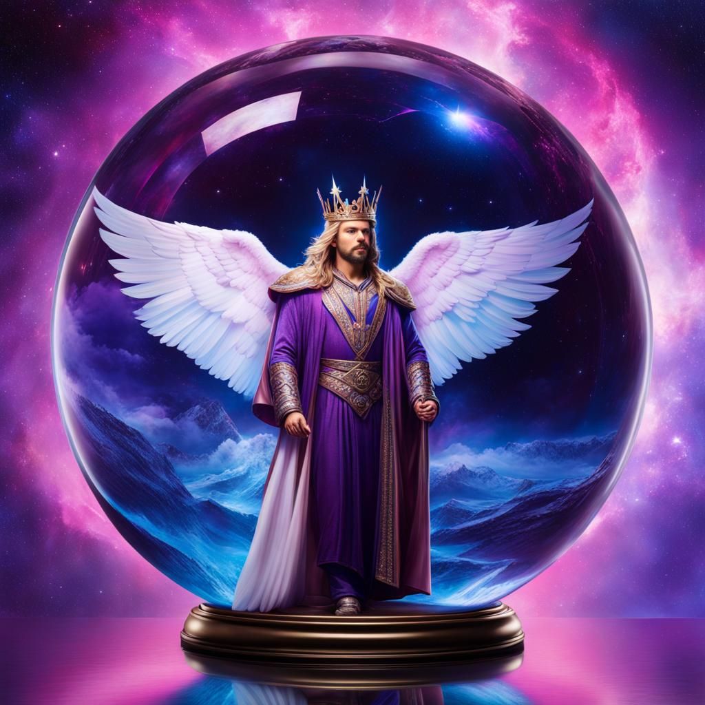 Atlantis King Portrait in Futuristic Double Exposure