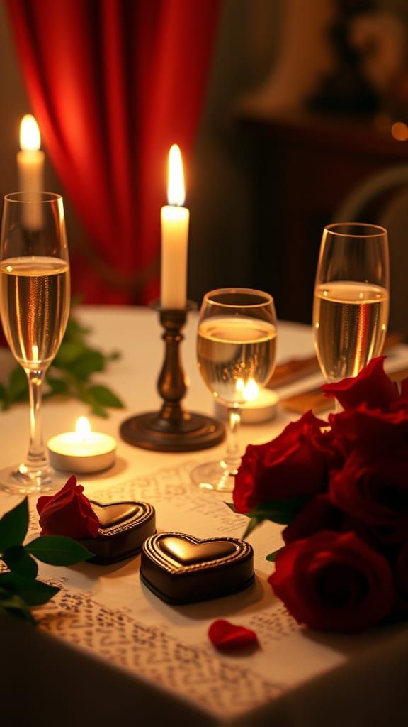 Candlelit Dinner, Sparkling Wine for Valentine's Day ❤️🌹