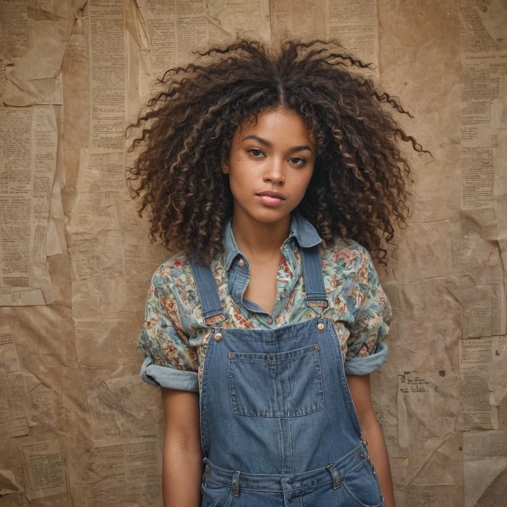 Photorealistic Portrait of Woman in Overalls