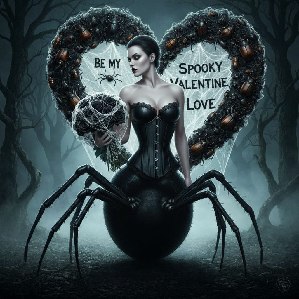 Halloween Arachne: Spider-Woman in Spooky Forest