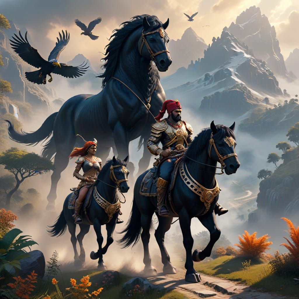 Ethereal Steampunk Warriors Ride into the Indian Mountains