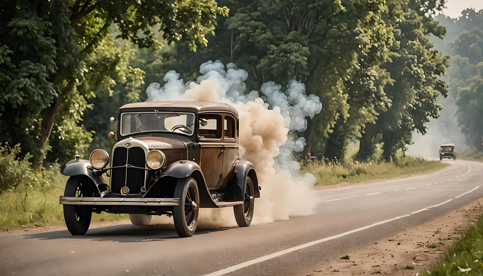 1930s Wood-Gas Vehicle Speeds Down Rural Road