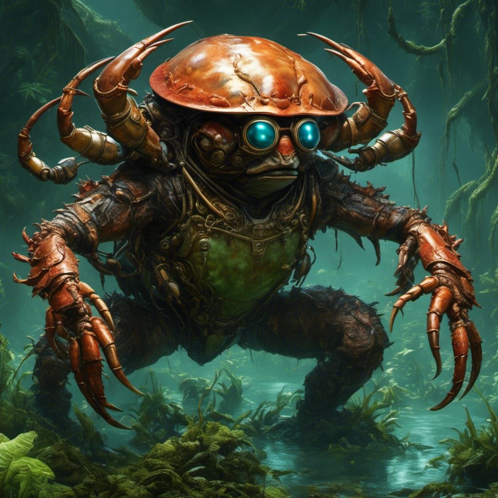 Crab-Headed Ape in Alien Swamp, Sci-Fi Style