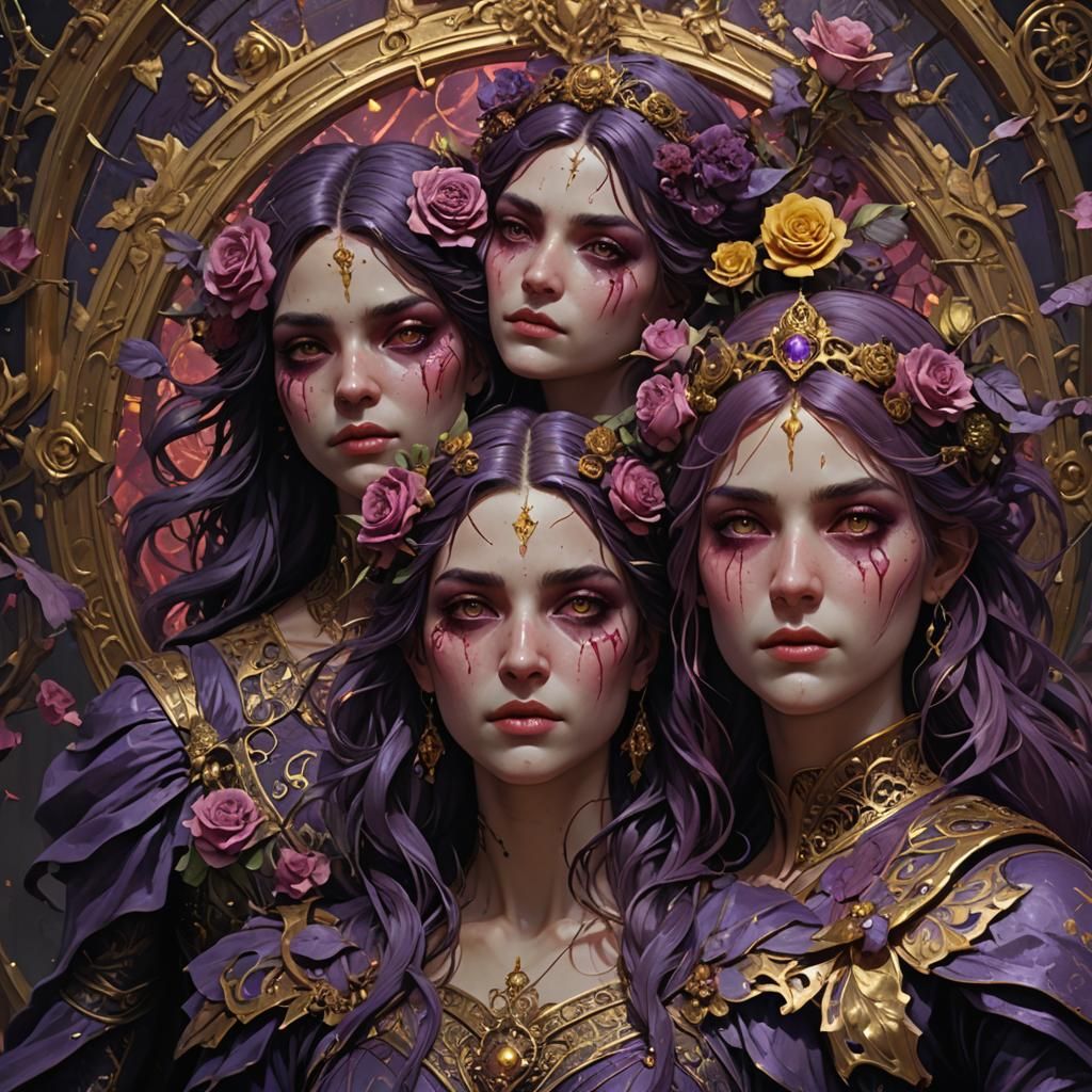 Rosy Faced Girls in Dark Fantasy Style