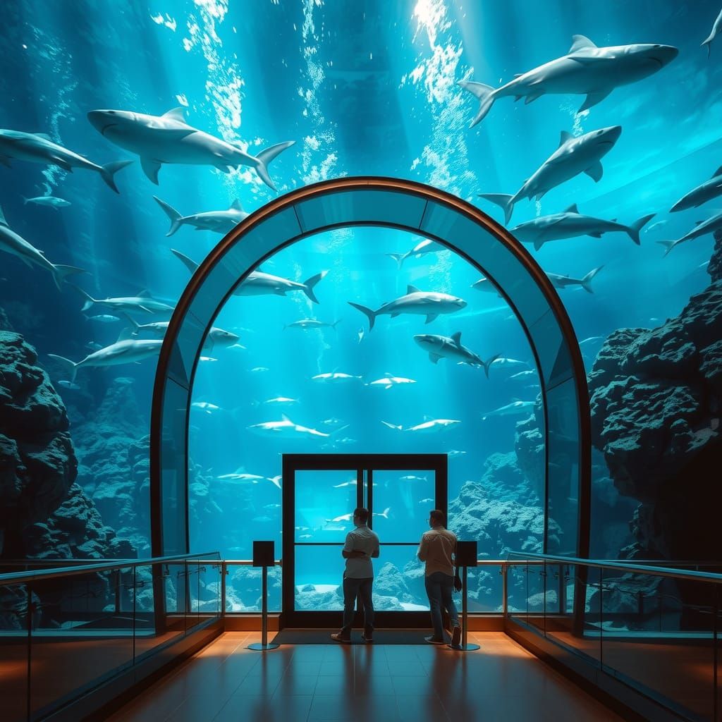 Small Door on Giant Shark Aquarium