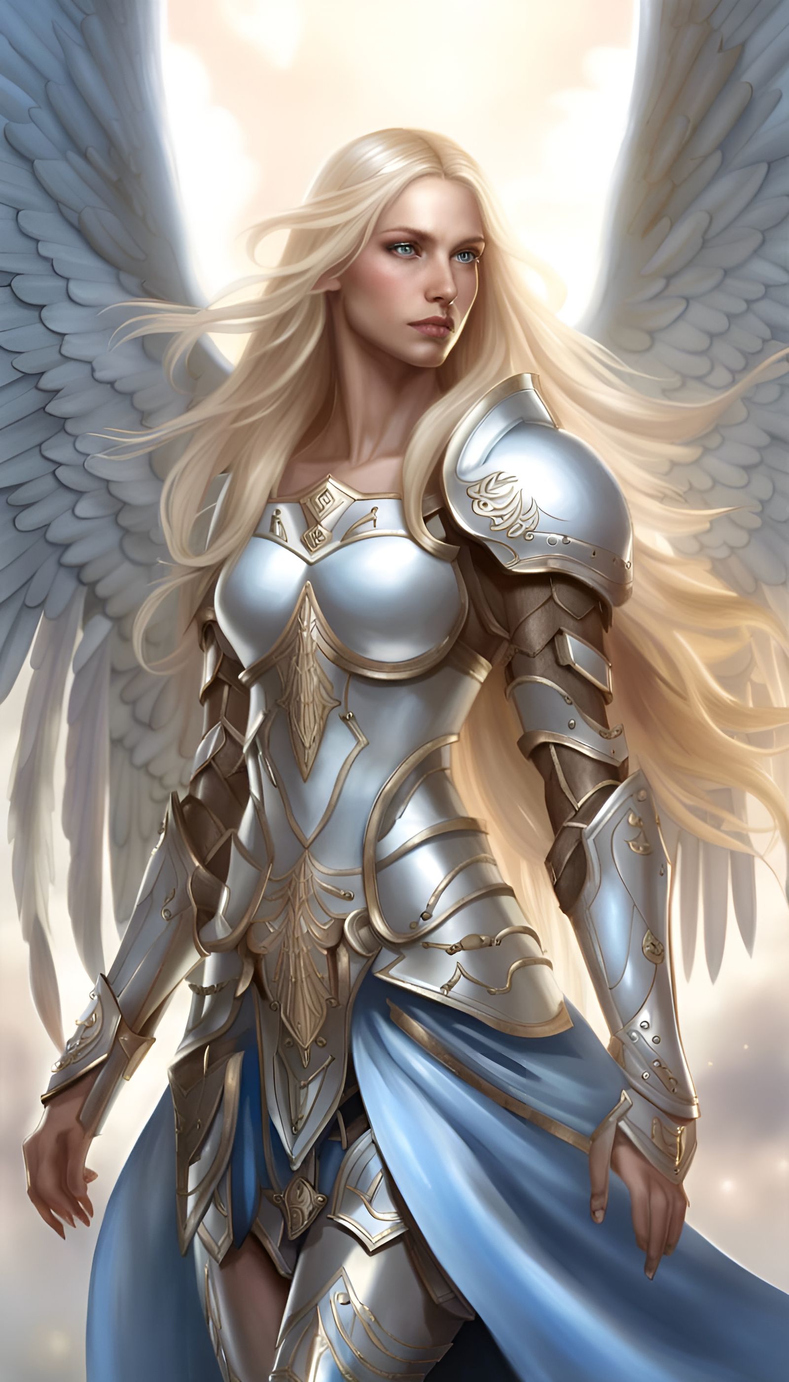 Ethereal Female Warrior Archangel in Bronze Armor