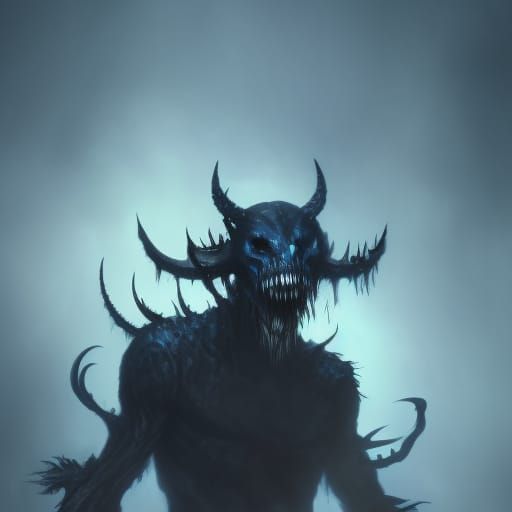 Menacing Dark Demon in Flight, Lovecraftian Style