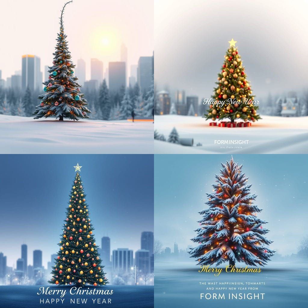 Sleek Modern Christmas Card with Snowy Village