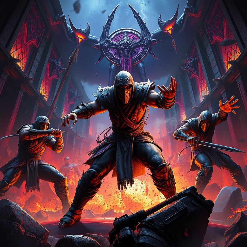 Apocalyptic Mortal Kombat Warriors in Dark Fantasy Style