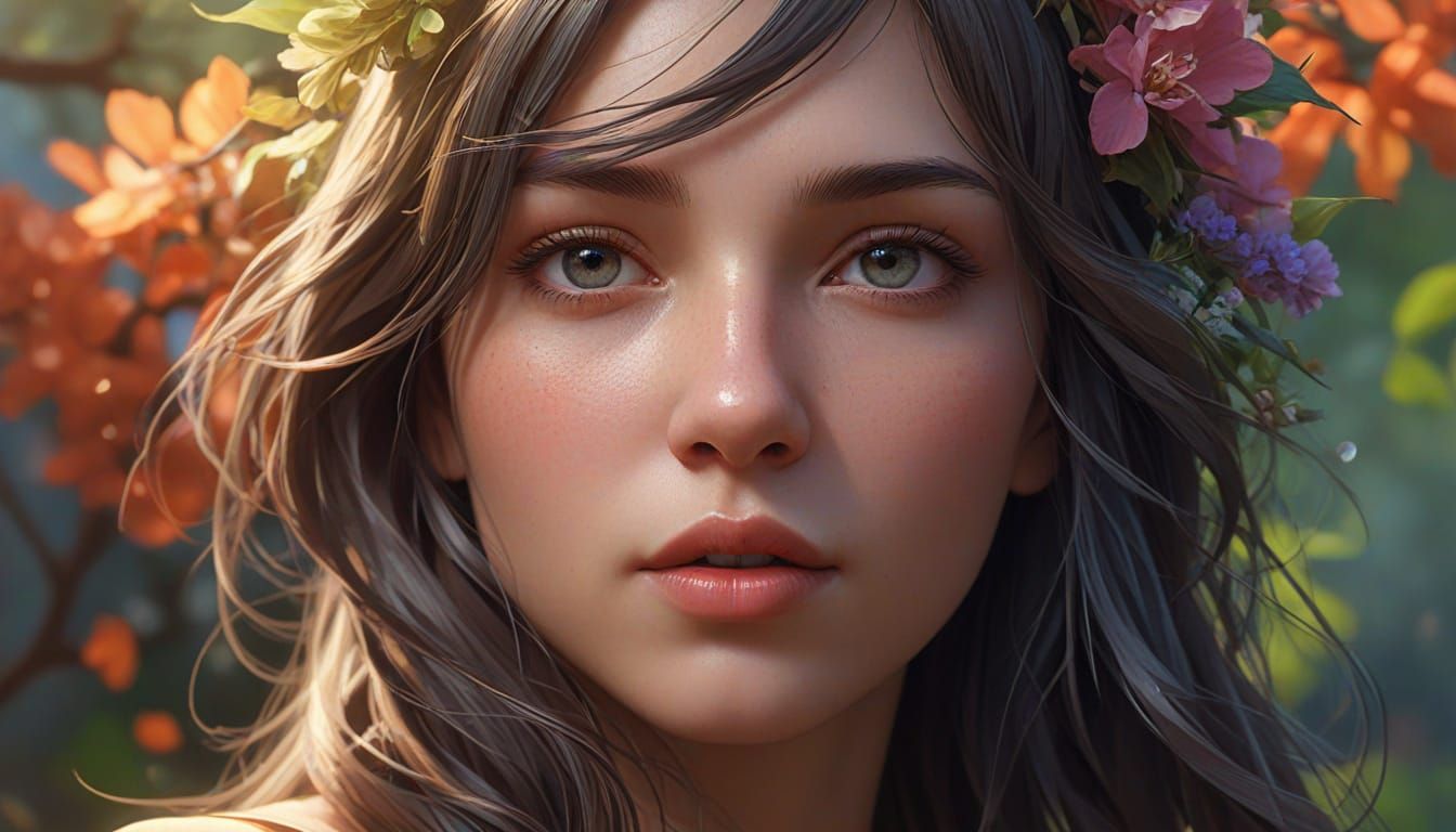 Spring Portrait in Hyperdetailed Concept Art Style