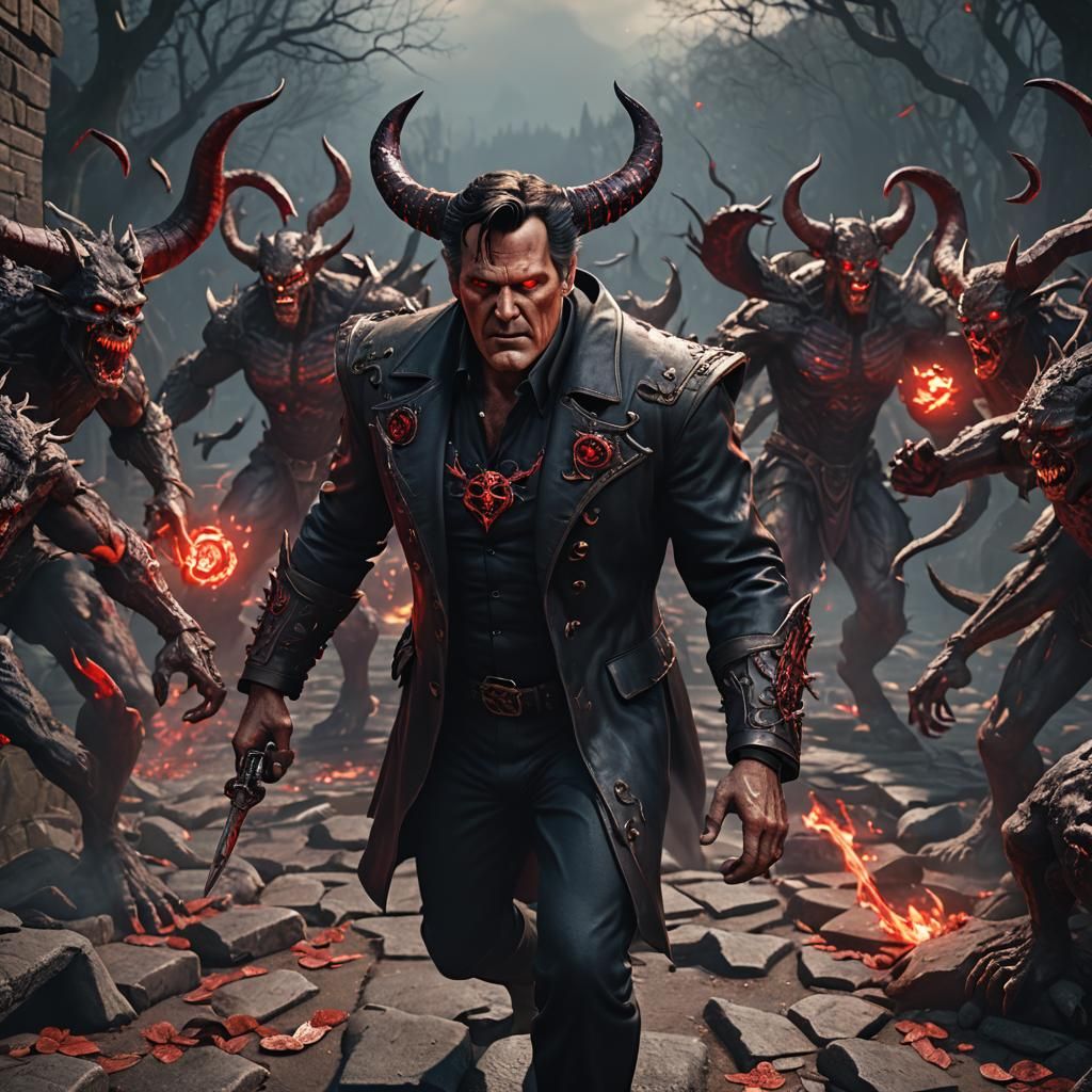 Detailed 3D Render of Satan with Red Eyes