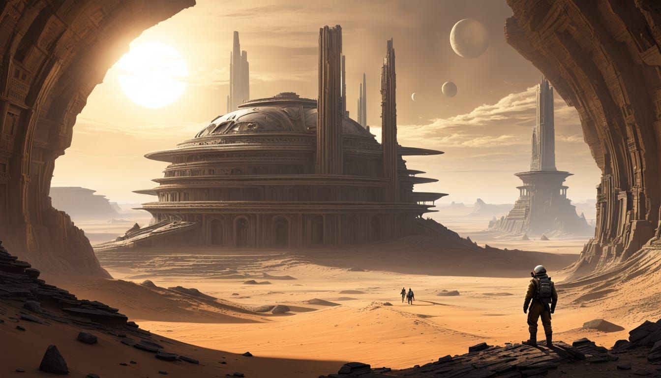 Alien Explorer in Ruins: Digital Concept Art