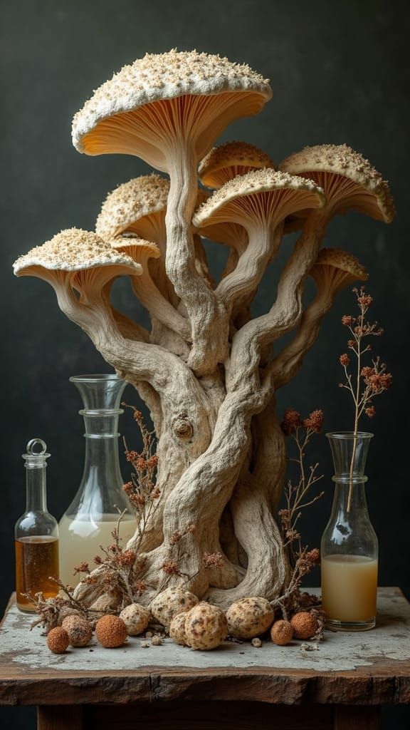 Still Life of Fungi and Botanical Specimens