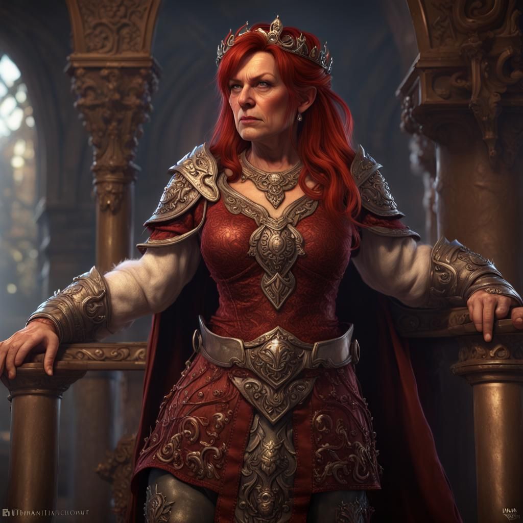Dwarf Queen with Crown: Dark Fantasy Art