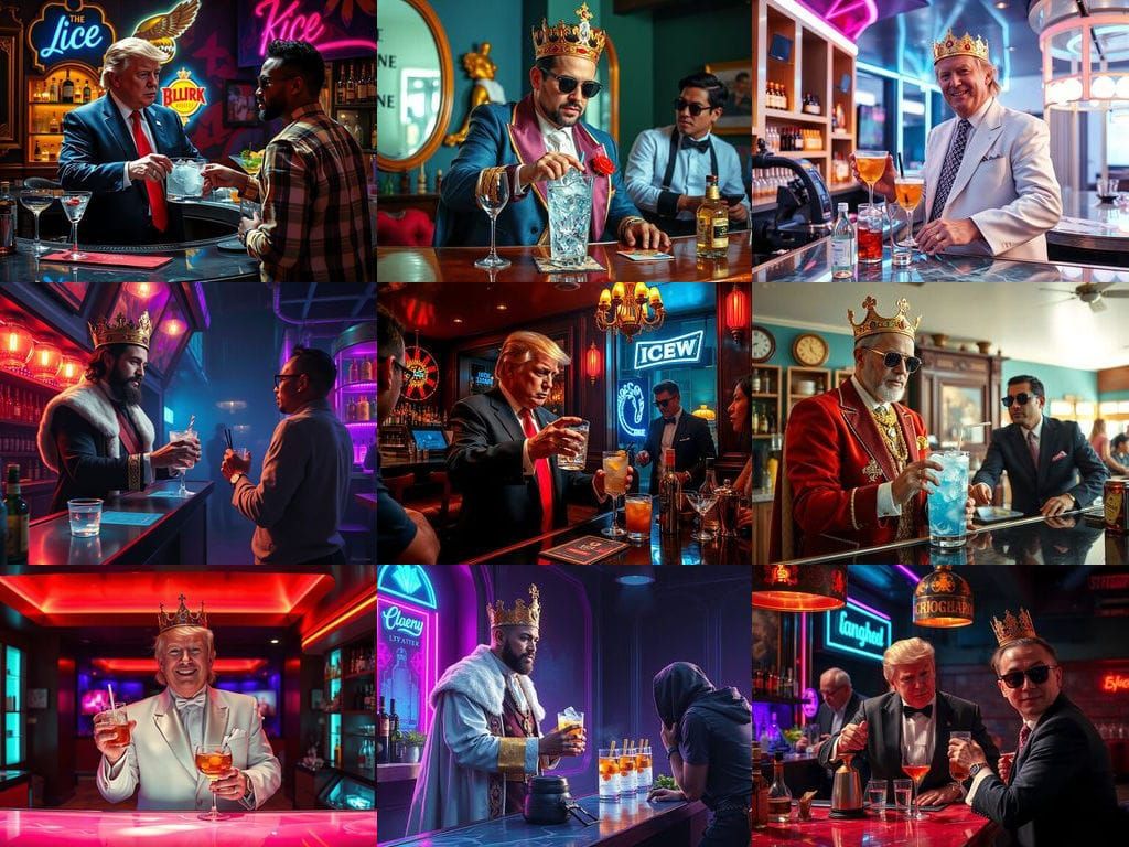 King Trump Bartender Serving Ice: A Satirical Image