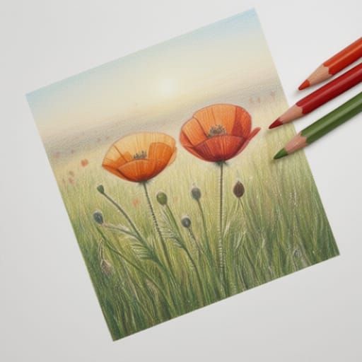 Morning Scene in Colored Pencil Style