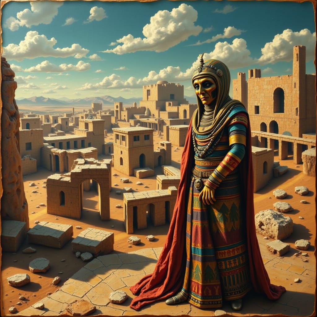 Earth's Empress Overlooks Rome in Retrofuturistic Splendor