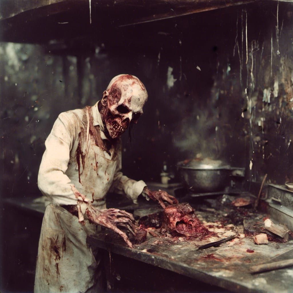 Macabre Zombie Scene in Kitchen