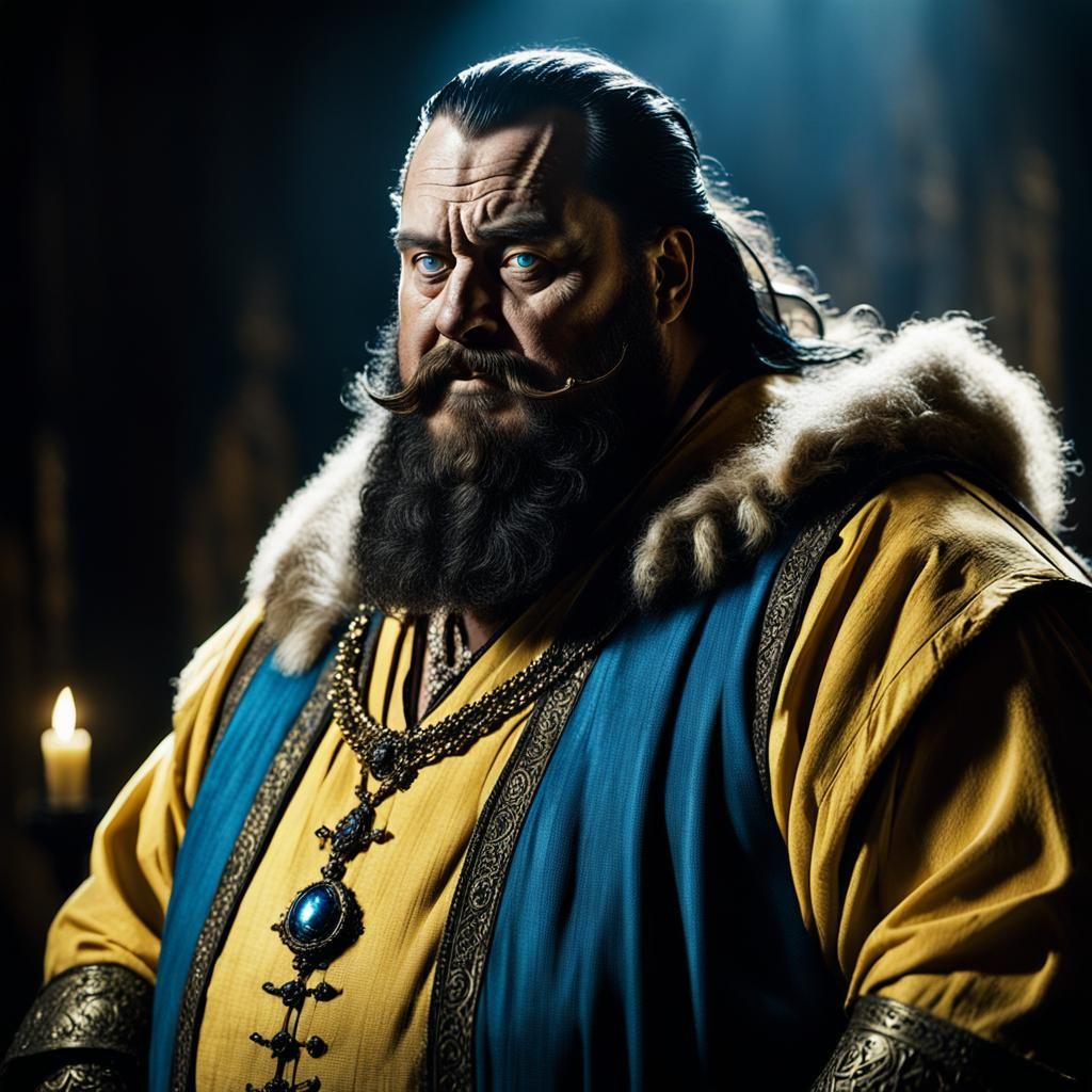 King's Portrait in Rembrandt Lighting, Cinematic Film Still