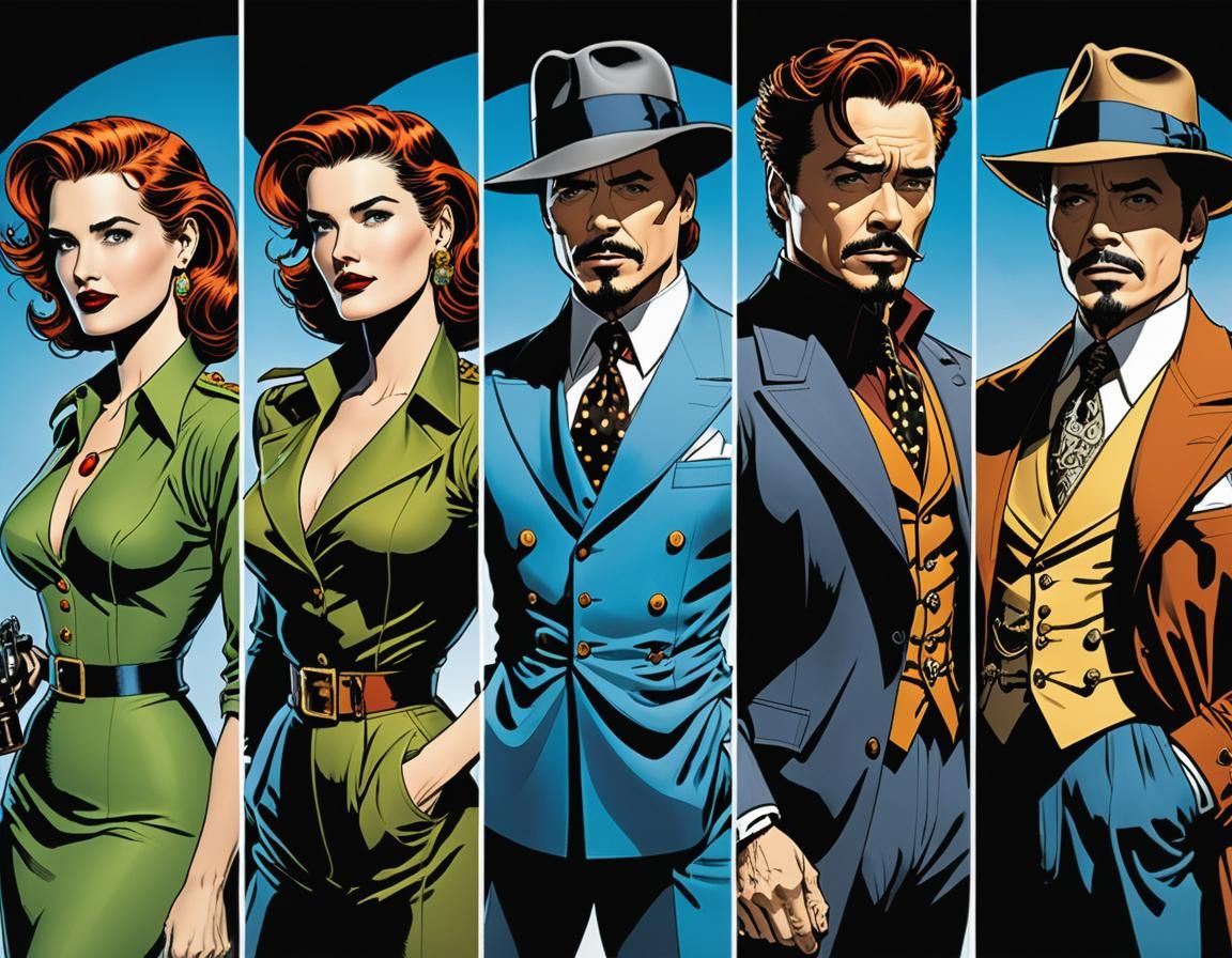 Comic Book Page with Hand-Drawn Characters