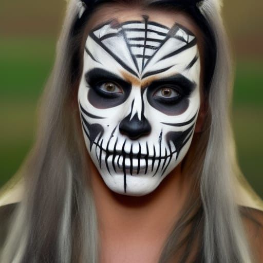 Gothic Voodoo Priestess with Skull Face Paint
