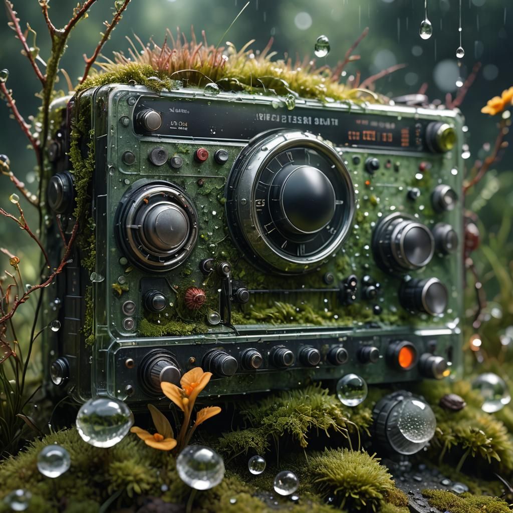 Old Radio set in forest.