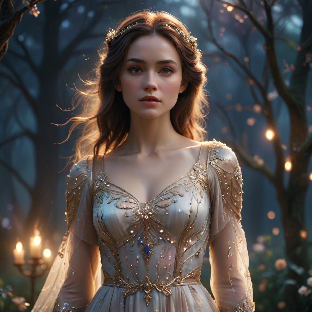 Young Woman in Marvel-Inspired Watercolor Dress